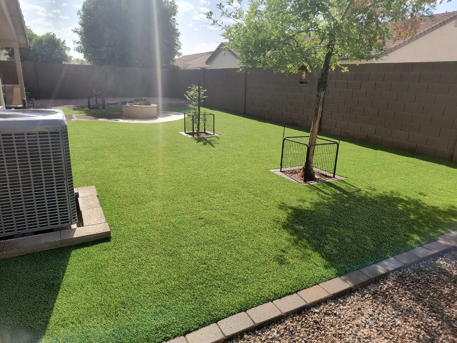 Large residential backyard artificial grass Mesa AZ