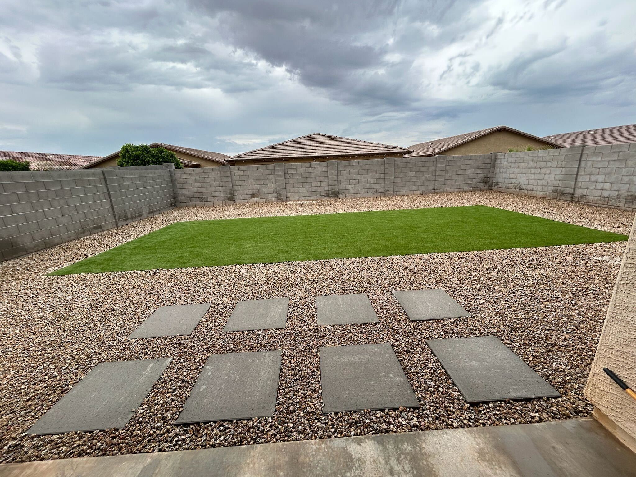 Stamped colored concrete patio in Arizona outdoor space