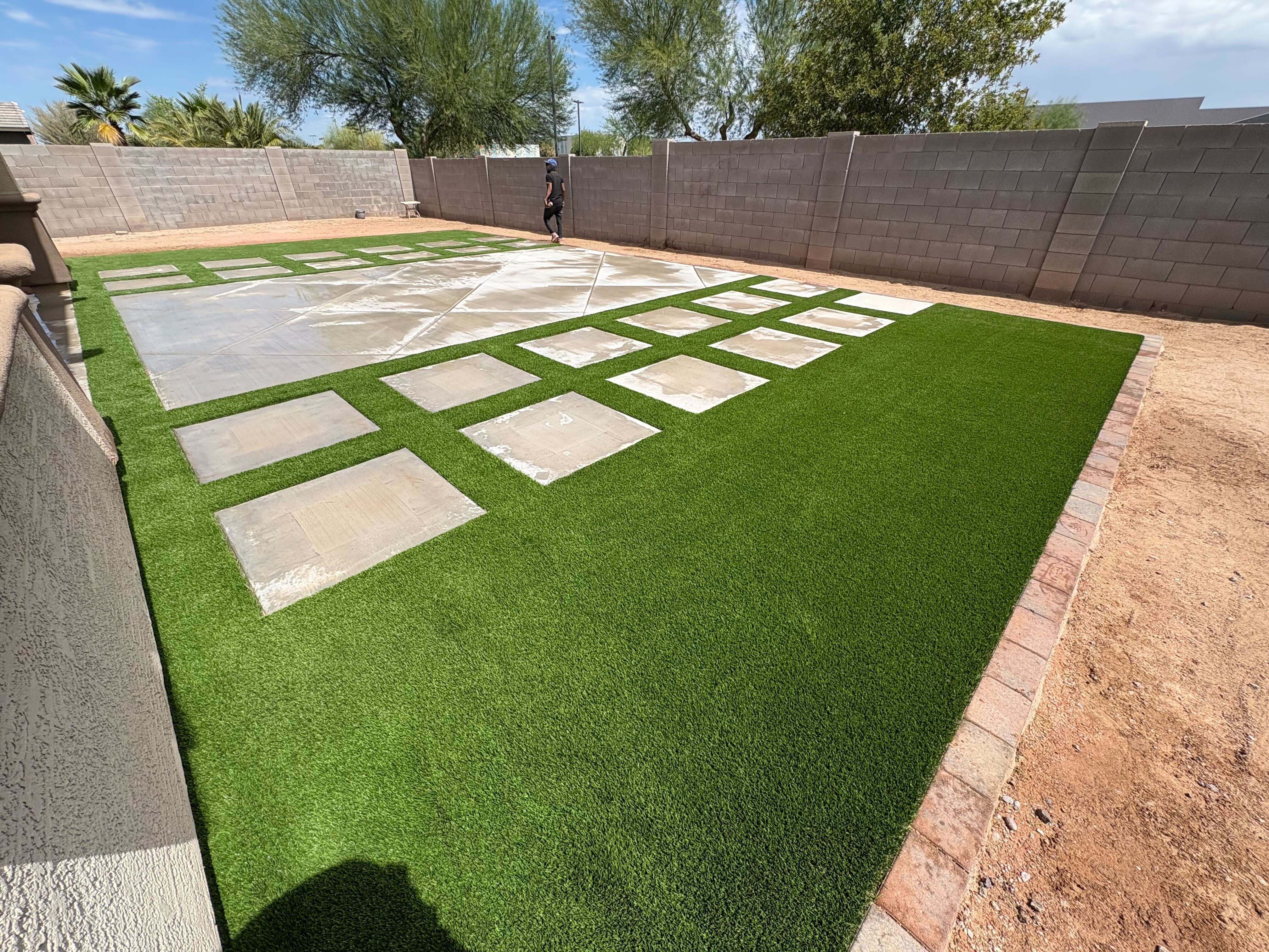 Concrete pool deck with UV-protective sealant in Arizona