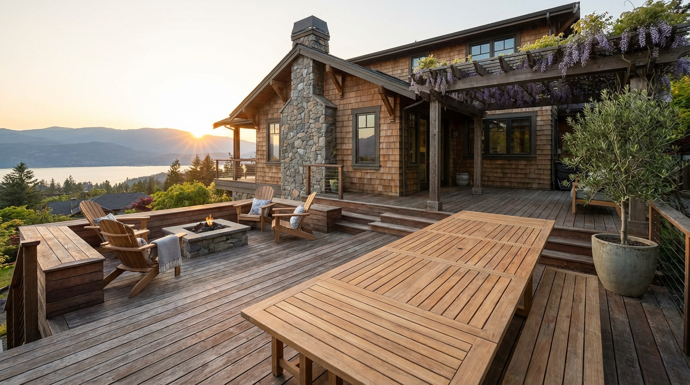 Multi-level composite deck with built-in seating in Phoenix